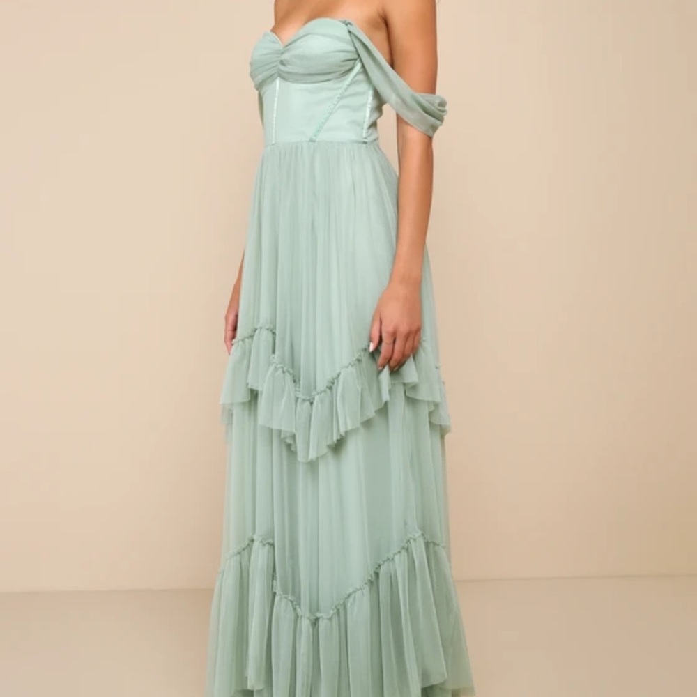 Lulu's Strapless Mint Green/Sage Gown
